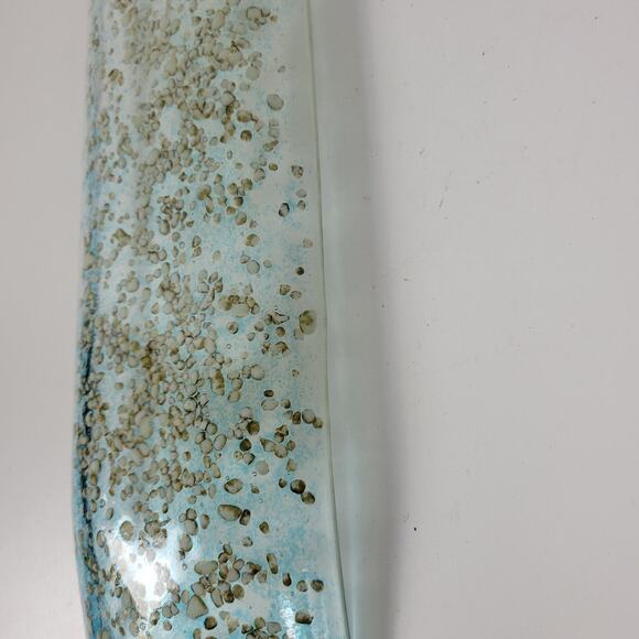 Fused Art Glass Server Dish Tray Plate Blue Ombre Clear Glass Rectangle - Picture 5 of 9